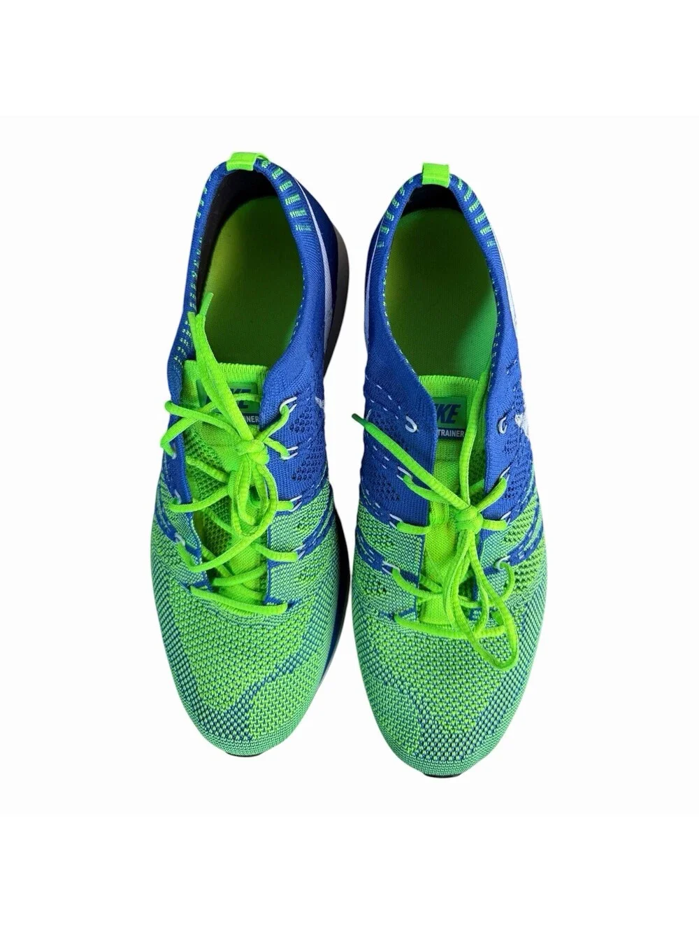 Nike Flyknit Trainer+ Varsity Royal Electric Green Size 10 Mens Sneakers VNDS